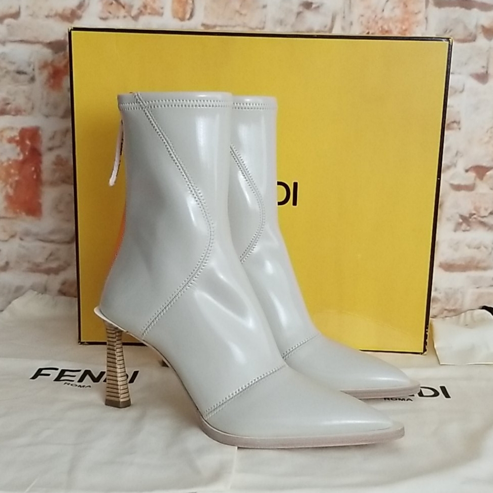 New Fendi Neoprene Zip Pointed Booties